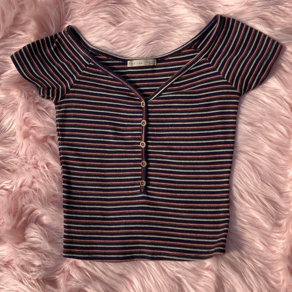 Active USA Tops - Casual Striped Crop Top | Women’s Small